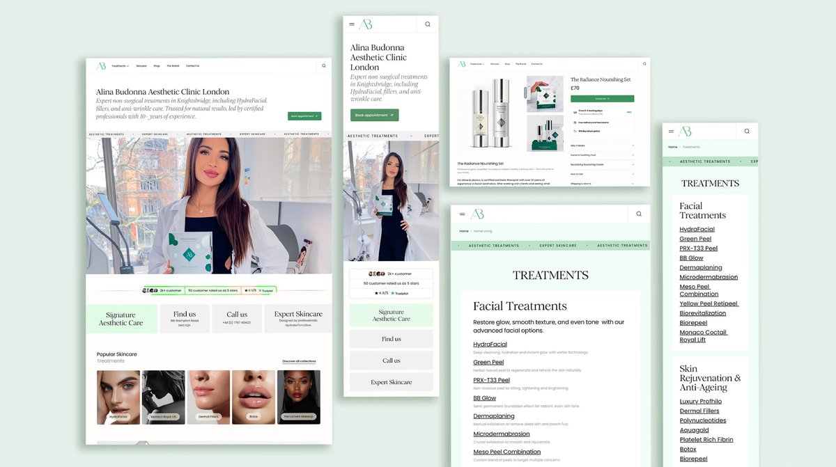 Alina Budonna — digital experience and campaign system, London aesthetic clinic