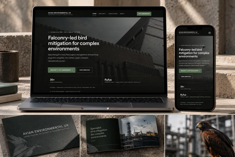 Avian Environmental UK brand identity mockups